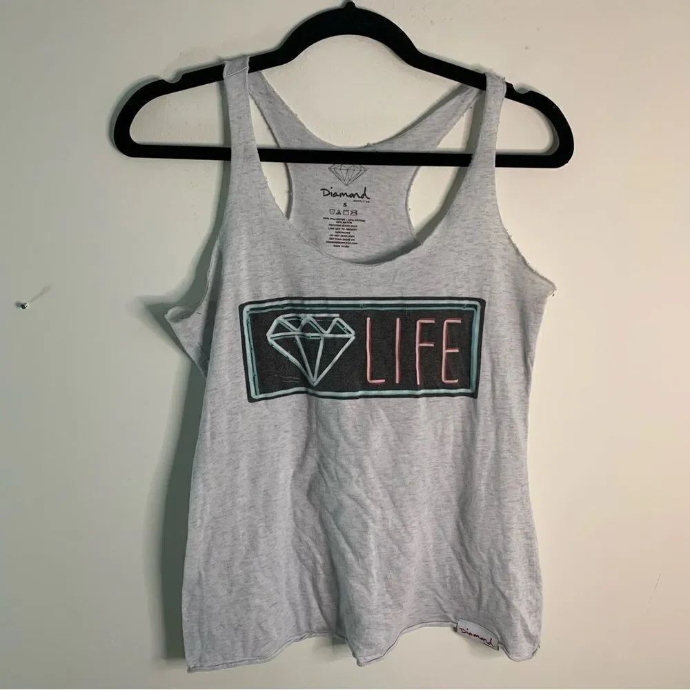 Diamond Supply Co. Diamond Life Grey Racerback Tank Top Size Small